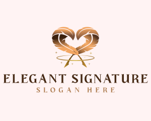 Heart Feather Quill  logo design