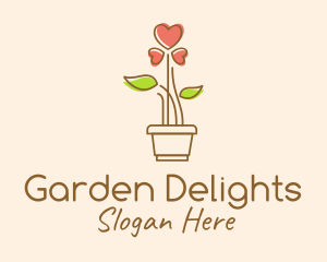 Heart Flower Plant logo design