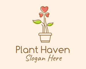 Heart Flower Plant logo design