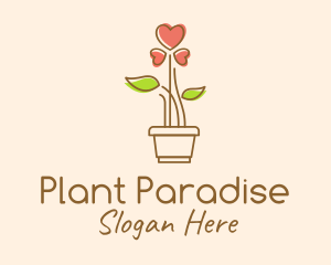 Heart Flower Plant logo design