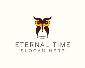 Owl Time Hourglass  logo design