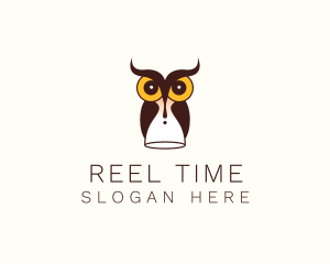 Owl Time Hourglass  logo design