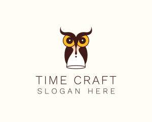 Owl Time Hourglass  logo design