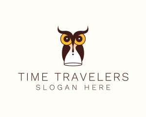 Owl Time Hourglass  logo design