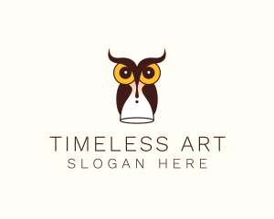 Owl Time Hourglass  logo design