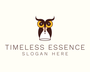 Owl Time Hourglass  logo design