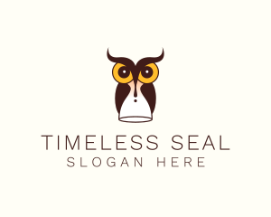 Owl Time Hourglass  logo design