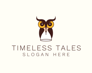 Owl Time Hourglass  logo design