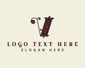 Old School Medieval Styling Letter V logo