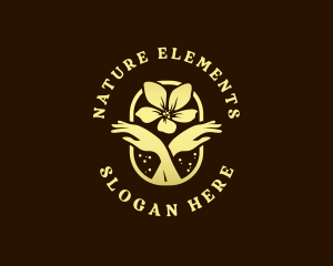 Nature Organic Hand Flower logo design