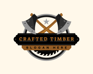 Axe Saw Woodwork logo design