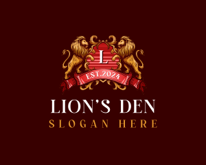 Lion Shield Crest logo design