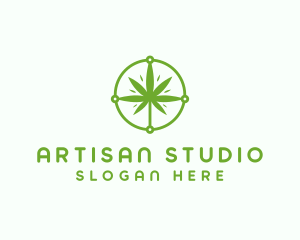 Green Cannabis Leaf logo design