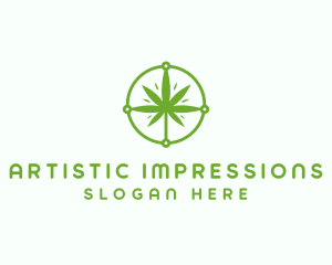 Green Cannabis Leaf logo design