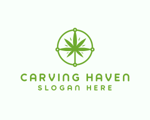 Green Cannabis Leaf logo design