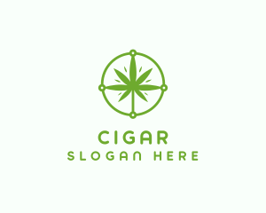 Green Cannabis Leaf logo design