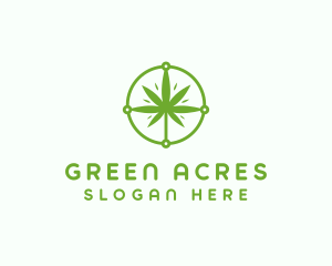 Green Cannabis Leaf logo design