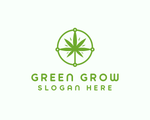 Green Cannabis Leaf logo design