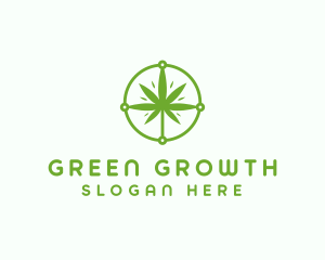 Green Cannabis Leaf logo design