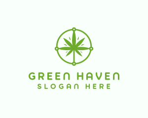 Green Cannabis Leaf logo design