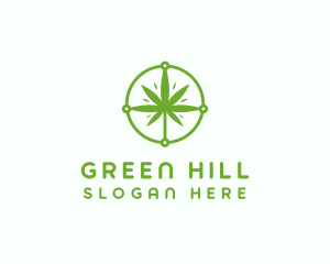 Green Cannabis Leaf logo design