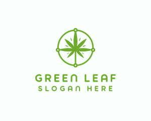 Green Cannabis Leaf logo design