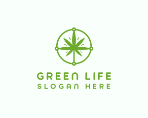 Green Cannabis Leaf logo design