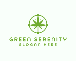 Green Cannabis Leaf logo design