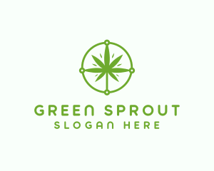 Green Cannabis Leaf logo design