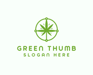 Green Cannabis Leaf logo design