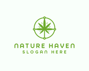 Green Cannabis Leaf logo design