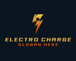 Lightning Electrical Plug logo design