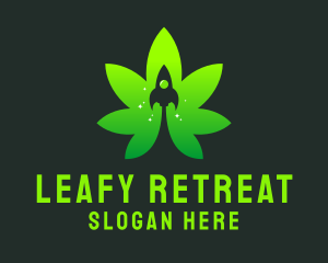 Marijuana Leaf Rocket  logo design