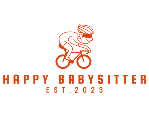 Happy Cyclist Cartoon logo design