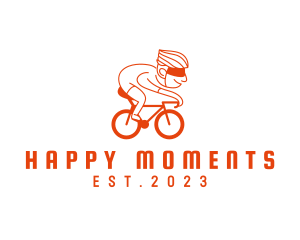 Happy Cyclist Cartoon logo design