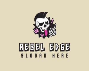 Skull Rebel Punk logo design