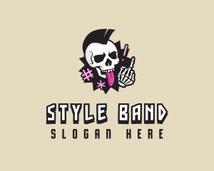 Skull Rebel Punk logo design