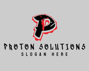 Splatter Graffiti Letter P logo design