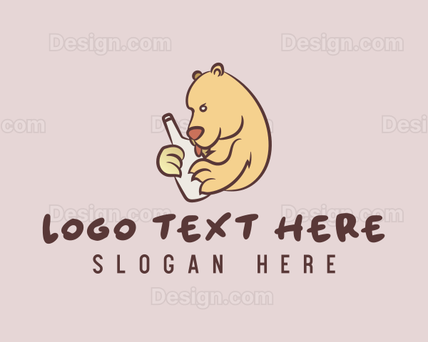 Drunk Wine Bottle Bear Logo