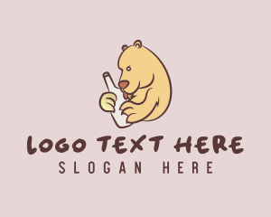 Drunk Wine Bottle Bear logo