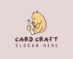 Drunk Wine Bottle Bear logo design