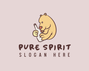 Drunk Wine Bottle Bear logo design