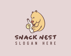 Drunk Wine Bottle Bear logo design