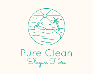 Minimal Tropical Beach logo design