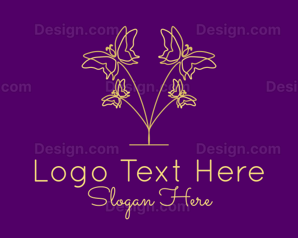 Symmetrical Butterfly Plant Logo