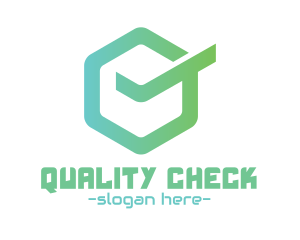 Green Hexagon Check logo design