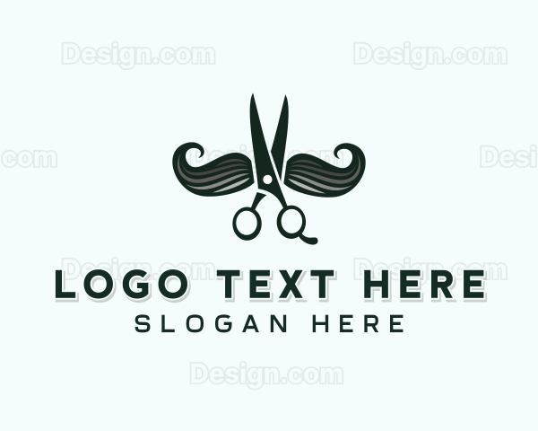 Mustache Scissor Barber Logo