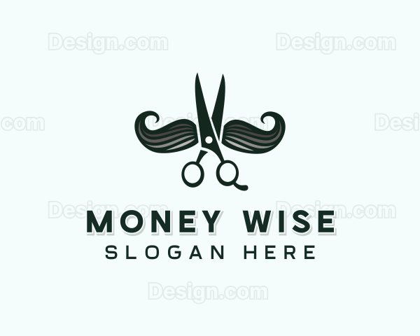 Mustache Scissor Barber Logo