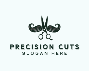 Mustache Scissor Barber logo design