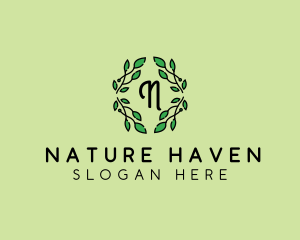 Natural Wreath Leaves logo design